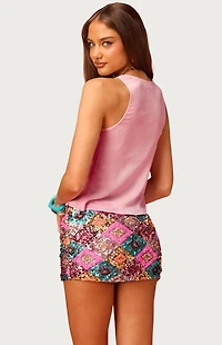 Edikted Blush Barbie Chiffon Cowl Neck Top