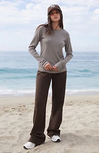 John Galt Brown Leah Striped Long Sleeve Top