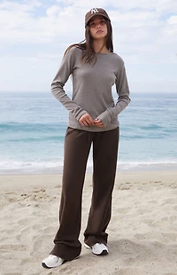 John Galt Brown Leah Striped Long Sleeve Top