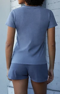 John Galt Navy Marcie Curved Sweat Shorts