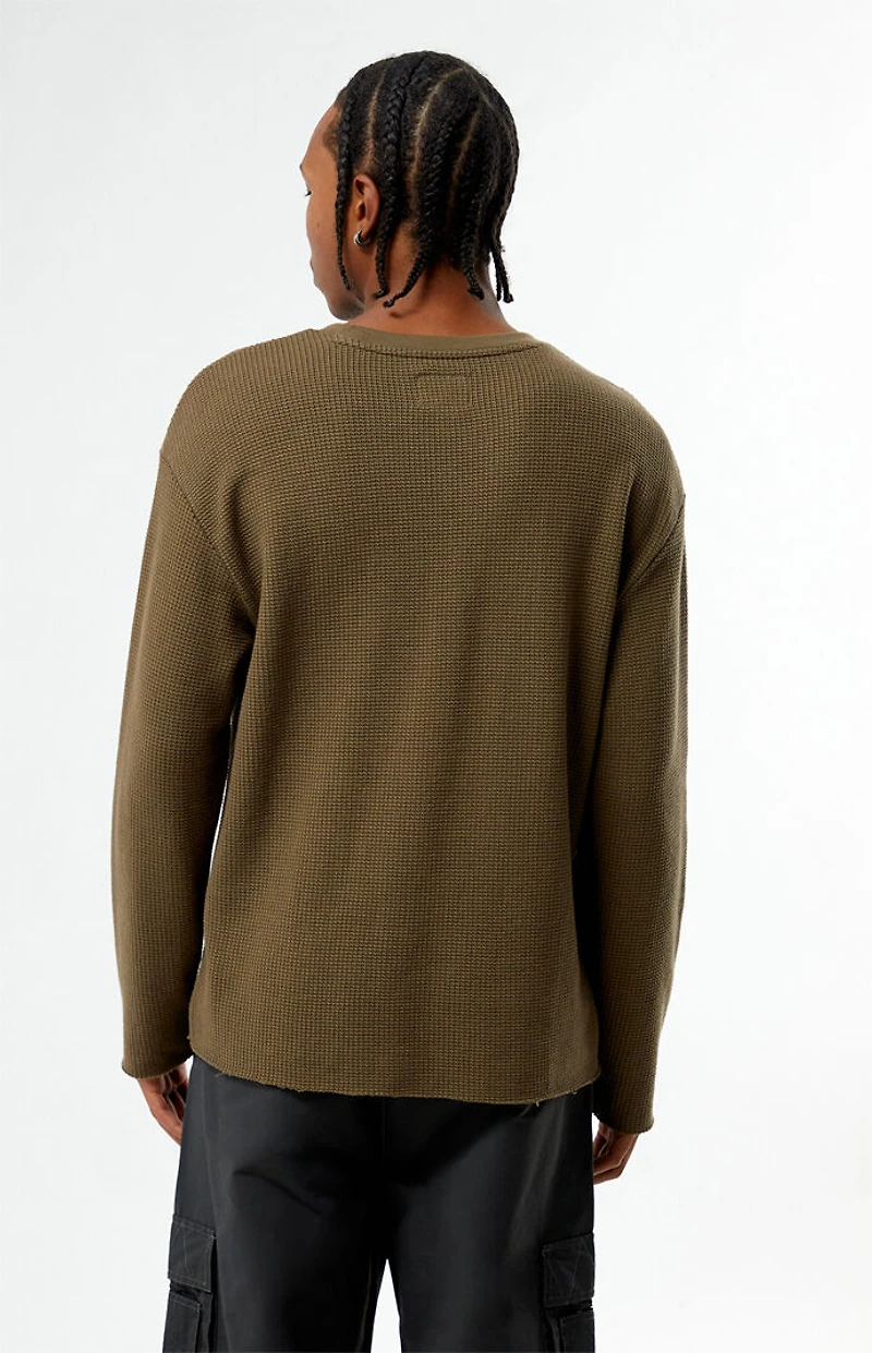 Pacsun Brown Basic Waffle Knit Long Sleeve Shirt