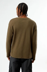 Pacsun Brown Basic Waffle Knit Long Sleeve Shirt