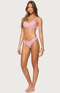 Edikted Pip Striped Ruffle Edge Bikini Bottom