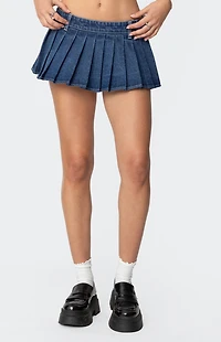 Edikted Zenia Denim Pleated Mini Skort