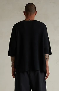 Fear of God ESSENTIALS Jet Black Waffle Knit Short Sleeve T-Shirt
