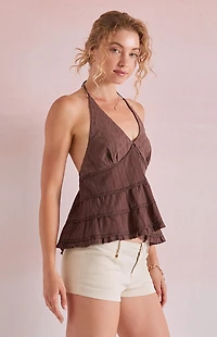 Beverly and Beck Josie Eyelet Halter Tank Top