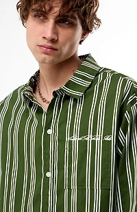 Pacsun Green Striped Hutton Long Sleeve Shirt