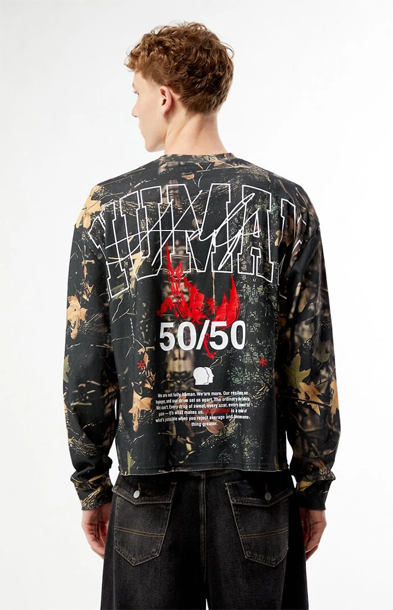 Pacsun Human 5050 Camo Cropped Long Sleeve T-Shirt