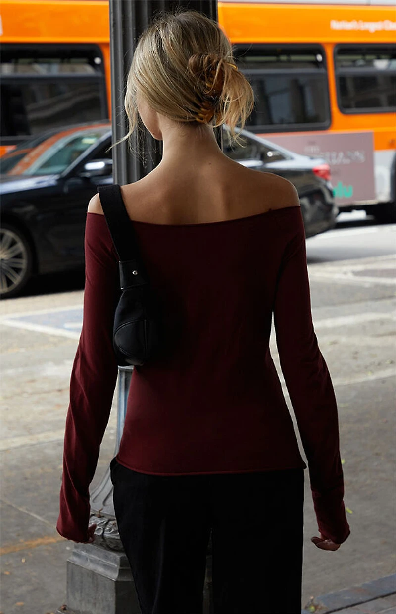 John Galt Burgundy Off-The-Shoulder Top