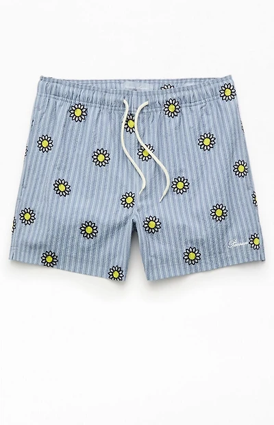 Pacsun Daisy Striped Seersucker 5" Swim Trunks
