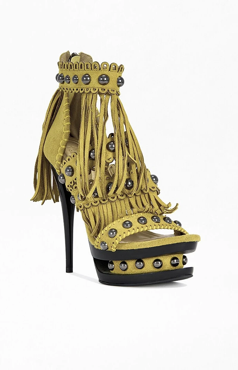 AZALEA WANG Women's Marova Mustard Stiletto Sandals