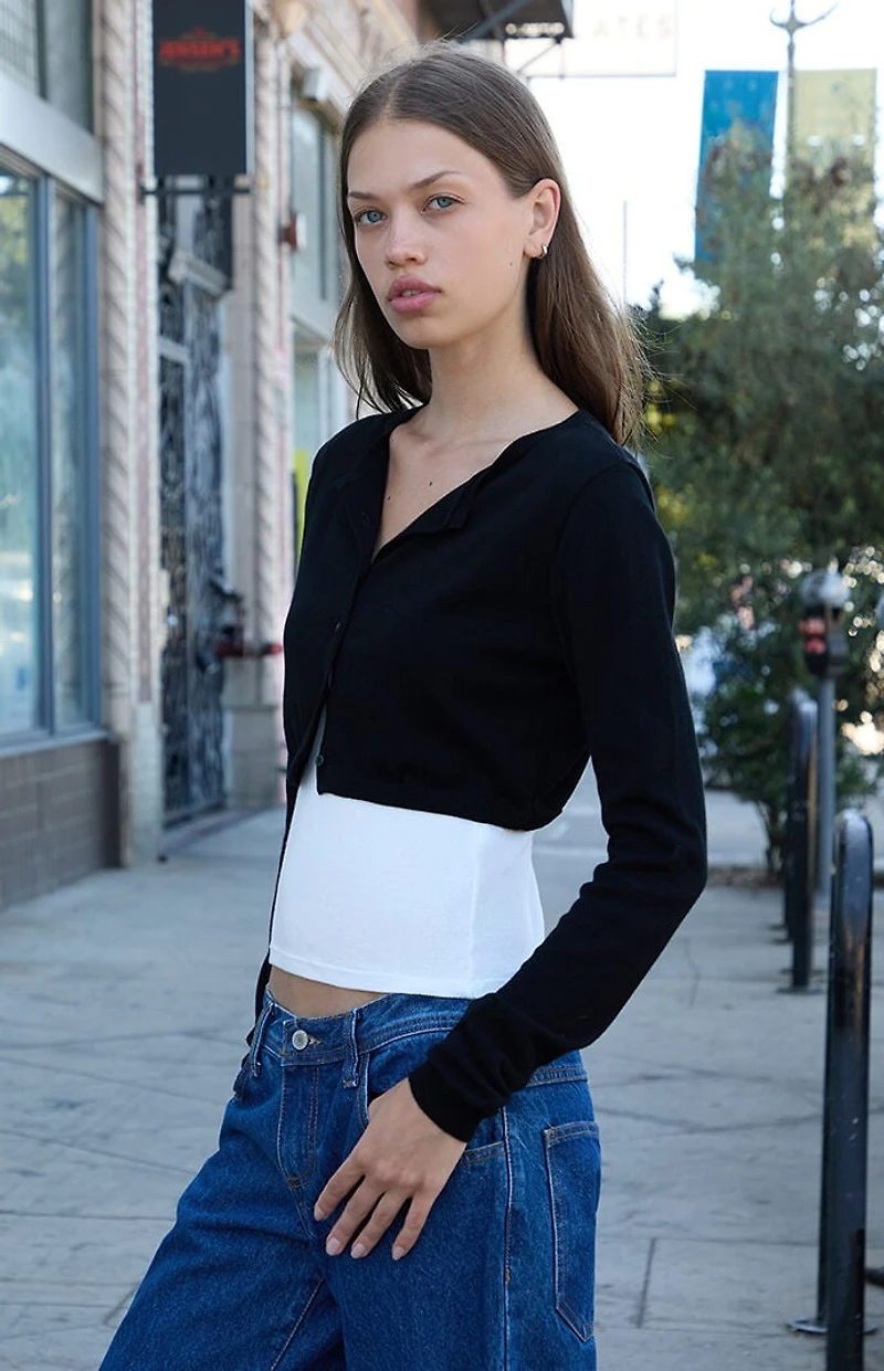 John Galt Black Cropped Cardigan