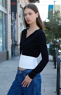John Galt Black Cropped Cardigan