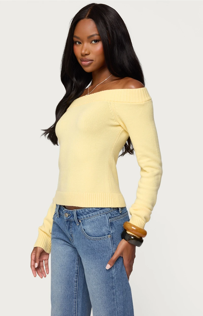 Edikted Elona Off Shoulder Knit Top