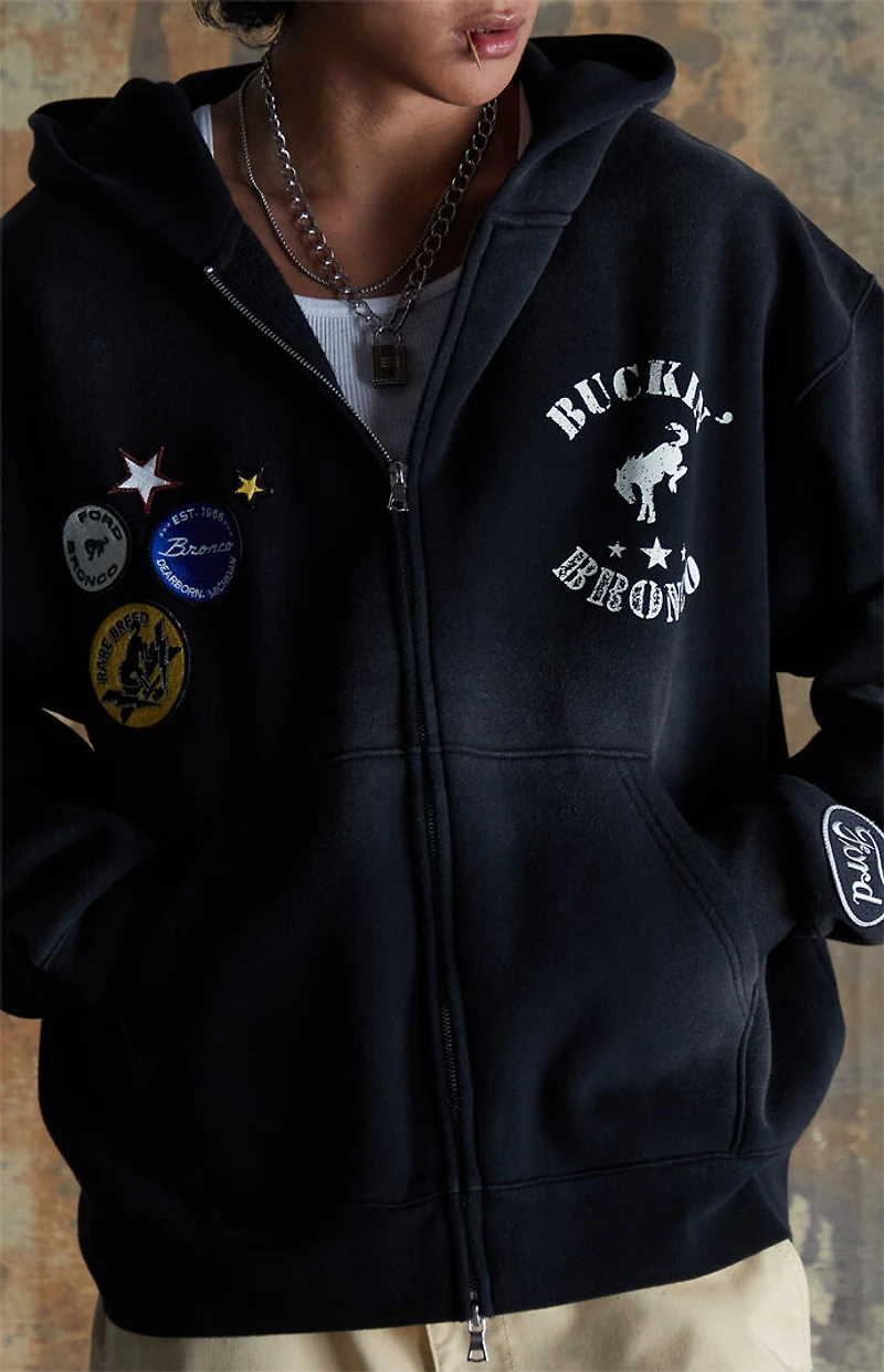 FORD Black Buckin Bronco Full Zip Hoodie