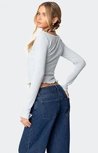 Edikted Ollie Button Front Pointelle Top