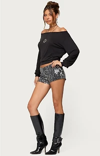 Edikted Sequin Leopard Printed Micro Shorts