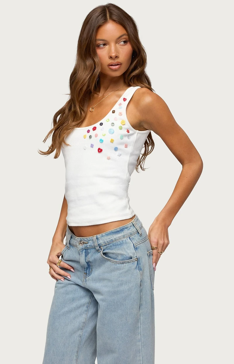 Edikted Natash Button Tank Top