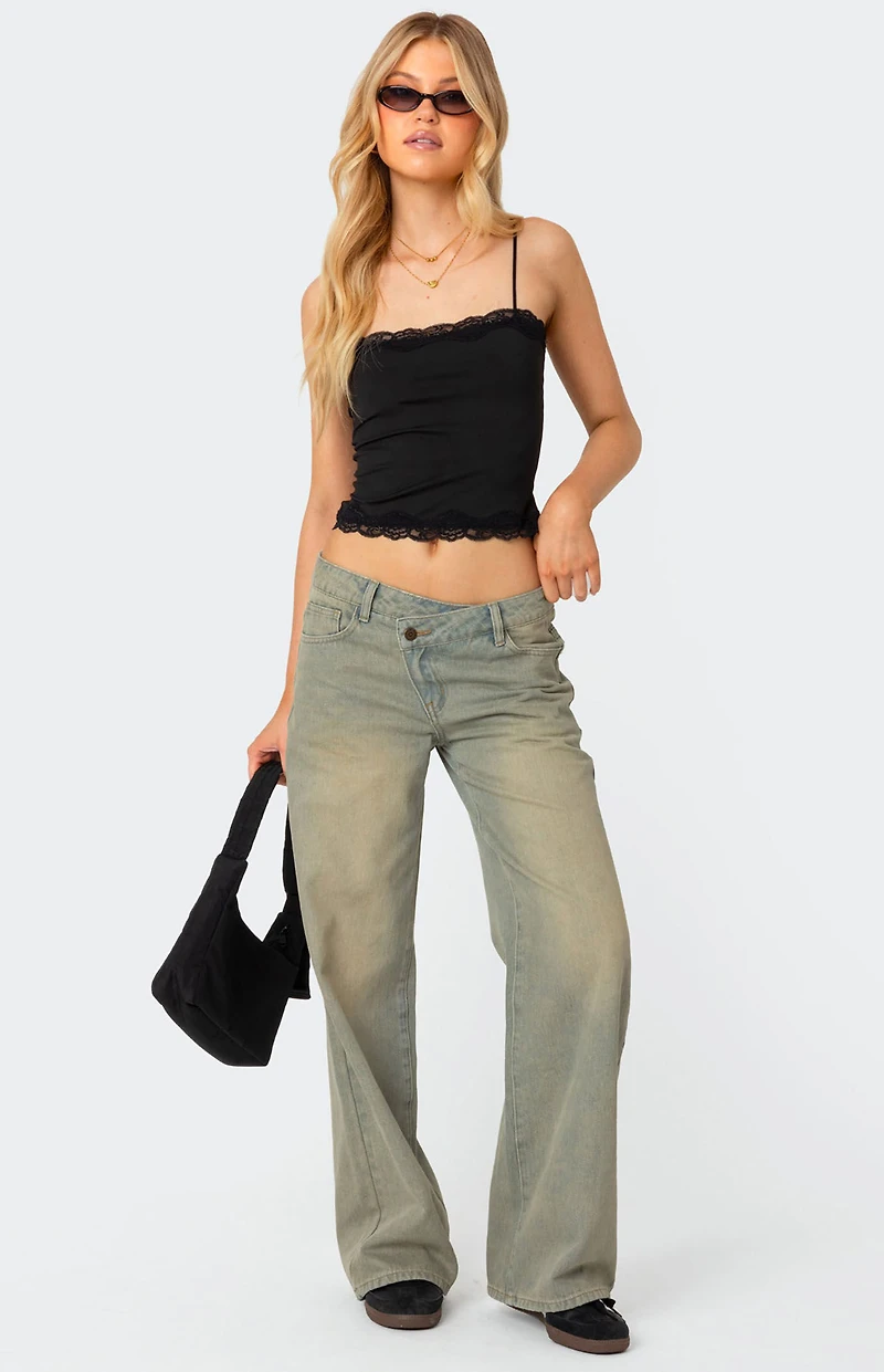 Edikted Cruella Lace Trim Tank Top