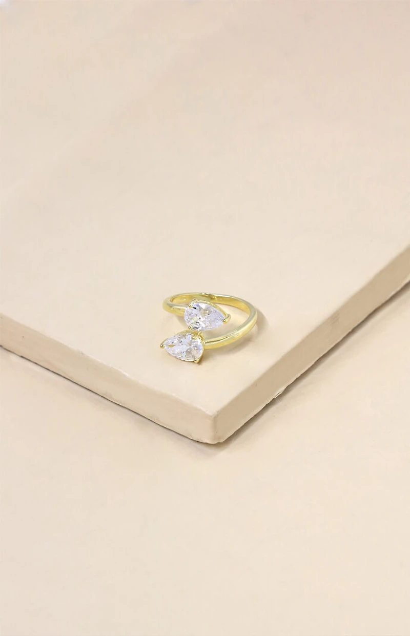 Ettika Crystal Teardrop Gold Wrap Ring