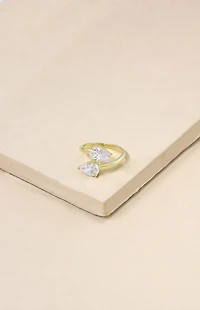 Ettika Crystal Teardrop Gold Wrap Ring