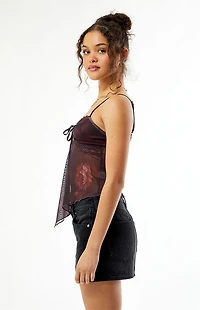 Your Favorite Lola Floral Mesh Asymmetrical Tank Top