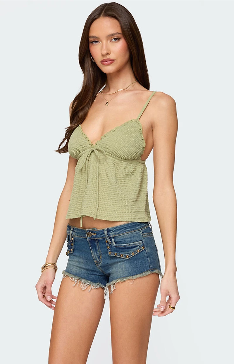 Edikted Brianne Textured Babydoll Tank Top