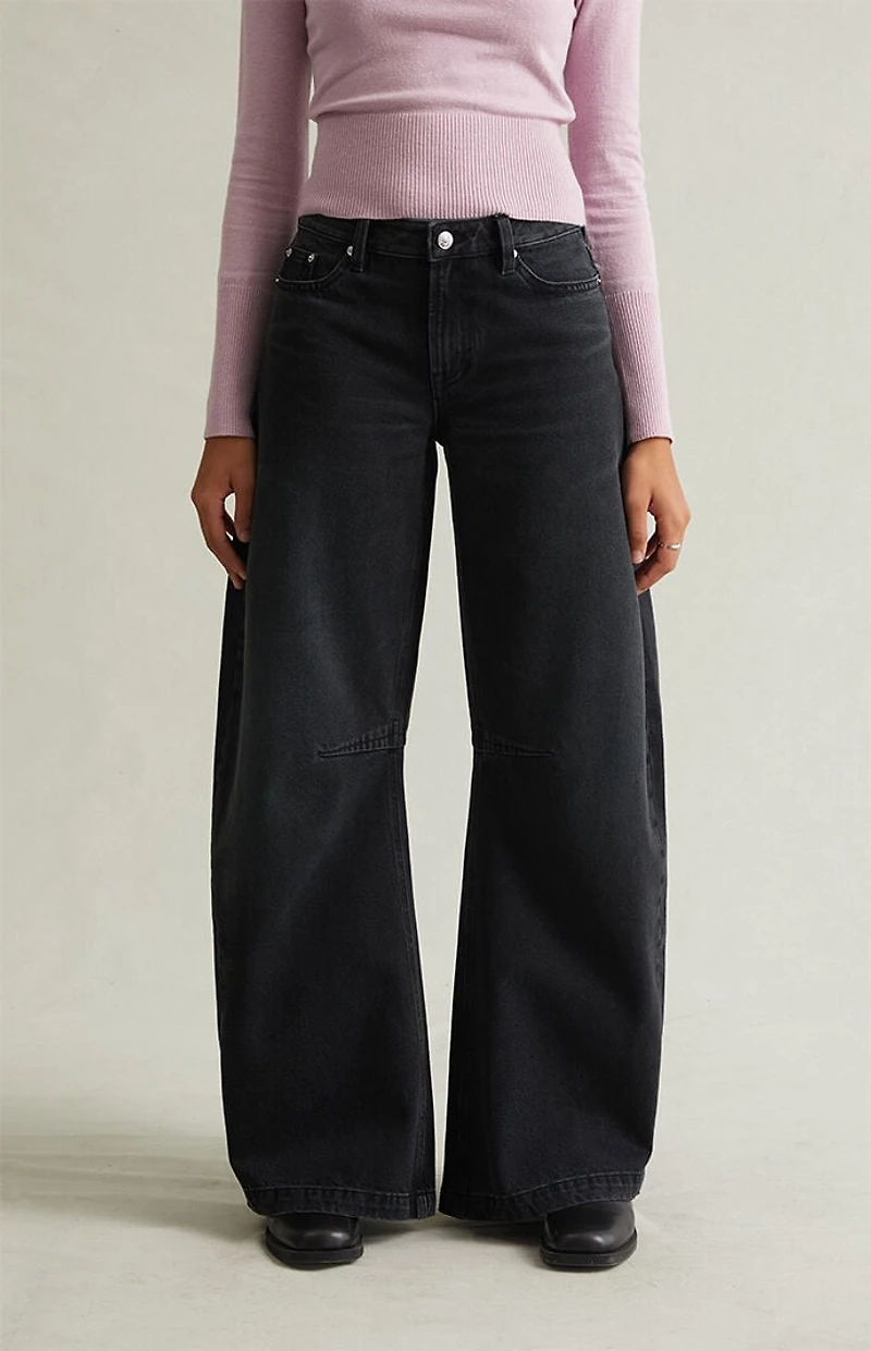 Pacsun Remi Baggy Barrel Jeans Knee Dart Black