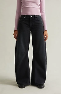 Pacsun Remi Baggy Barrel Jeans Knee Dart Black