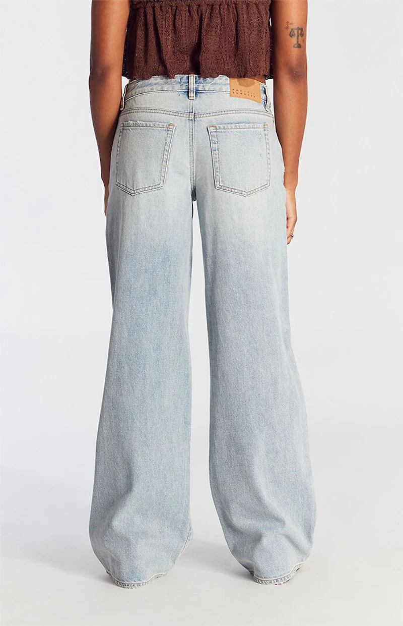 Pacsun Casey Low Rise Baggy Jeans Ripped Light Indigo Wash