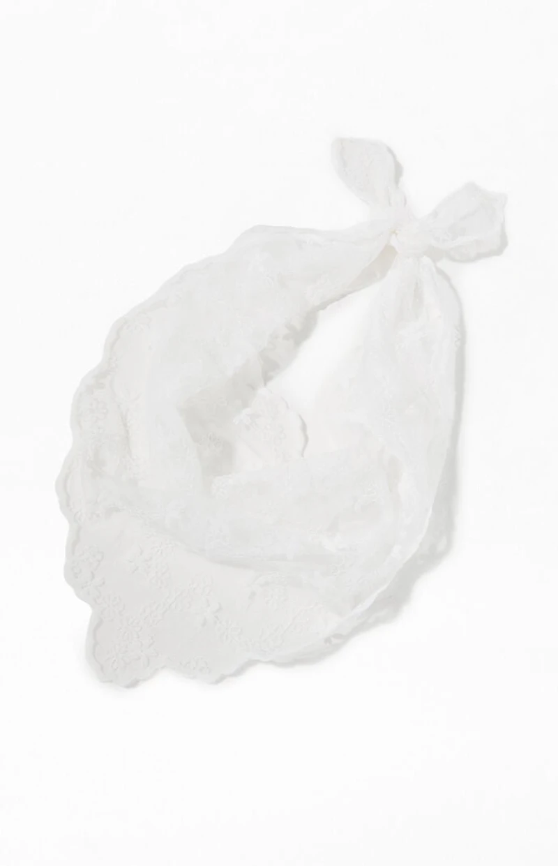 LA Hearts White Lace Headscarf