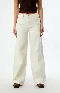 Pacsun Jessie Off White Cowboy High Waisted Baggy Jeans
