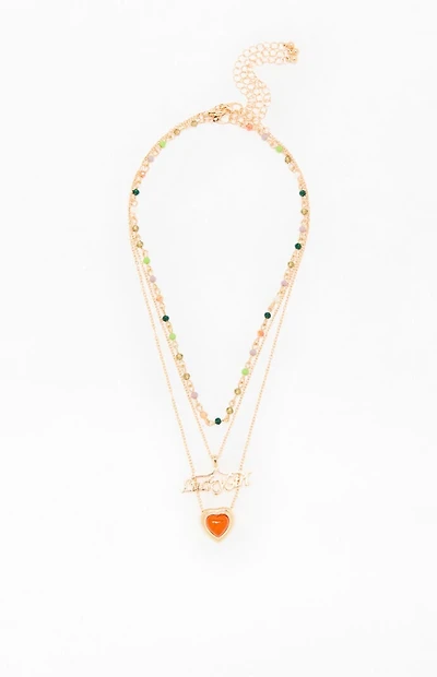 LA Hearts Lucky Girl Beaded Layered Necklace