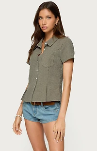 Edikted Alisa Plaid Tailored Button Up Shirt