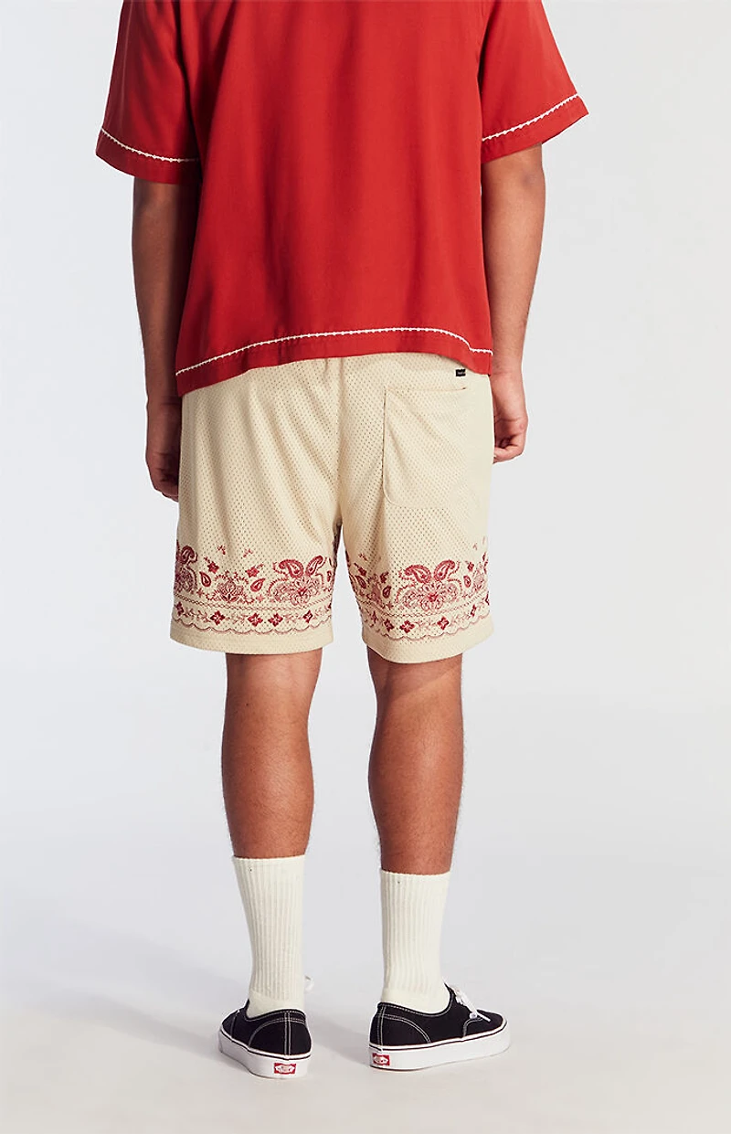 Pacsun Tan Embroidered Mesh Basketball Shorts