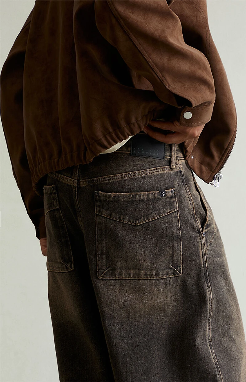 Pacsun Ryder Ultra Baggy Jeans Washed Dark Brown