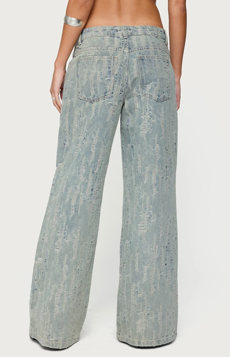 Edikted Blaze Distressed Low Rise Jeans
