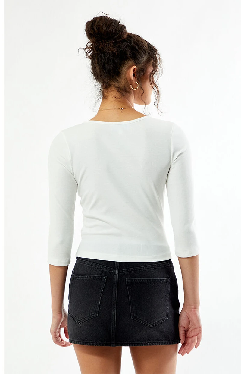 Your Favorite Donna Crew Neck 3/4 Sleeve Top