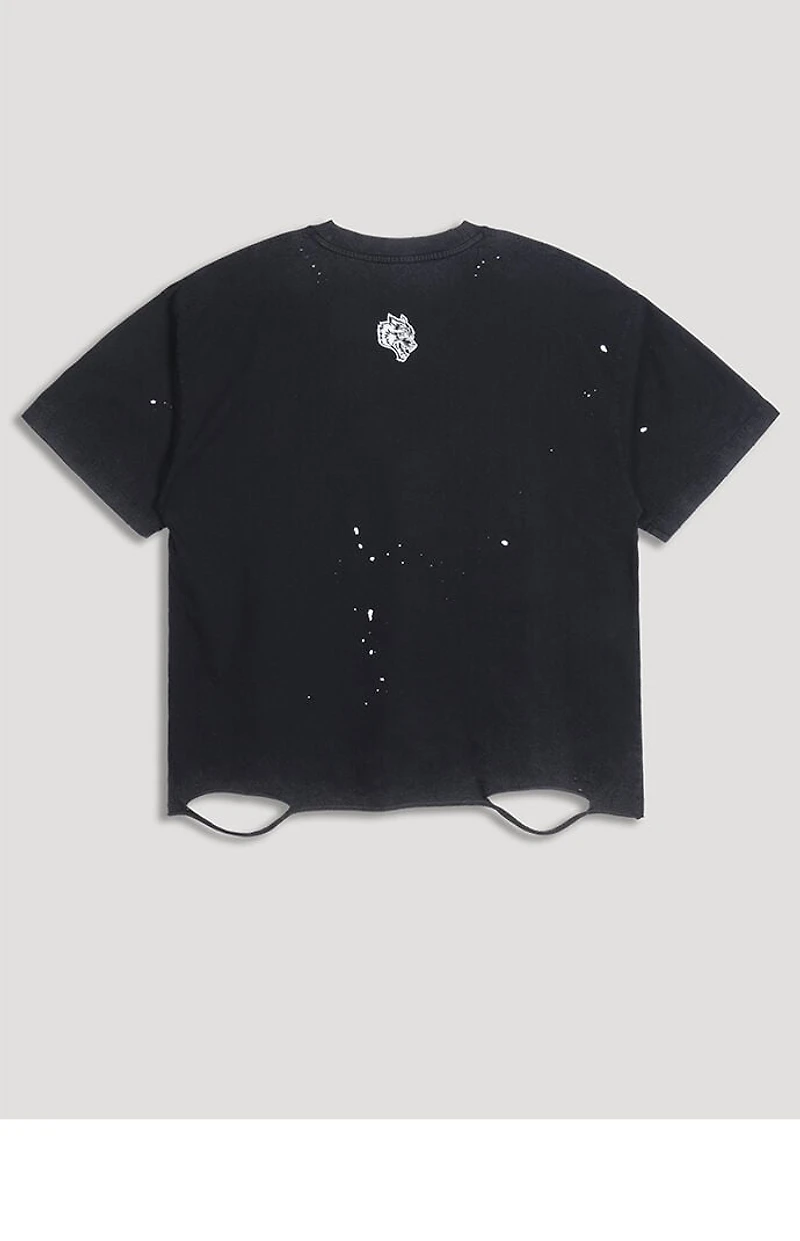 DARC SPORT ATHLETICS SSDDNFGU N.R.G. Grunge Raw Hem Cropped Oversized T-Shirt