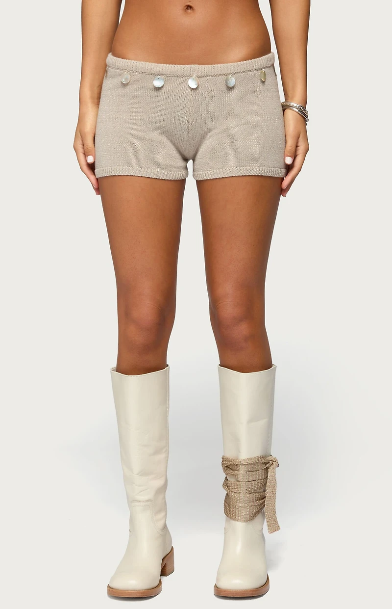 Edikted Nicca Iridescent Knit Shorts