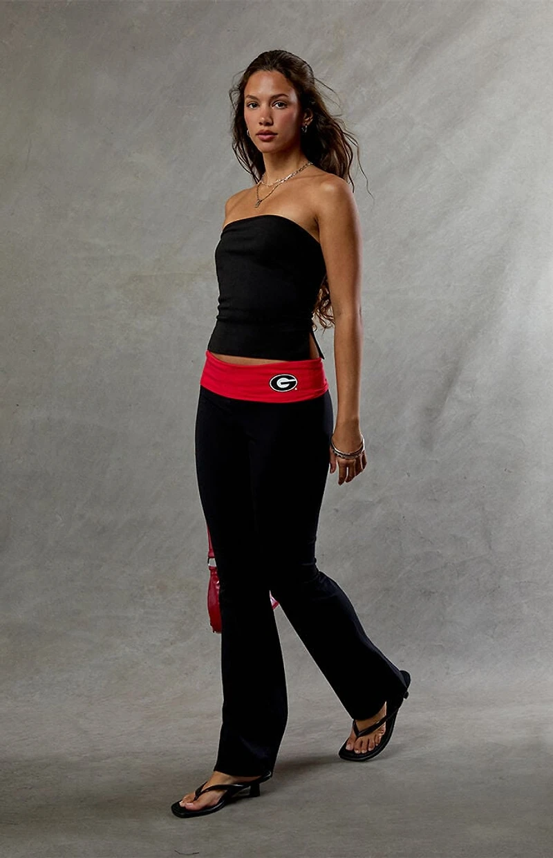 WILD COLLECTIVE Georgia Bulldogs Fold-Over Flare Yoga Pants