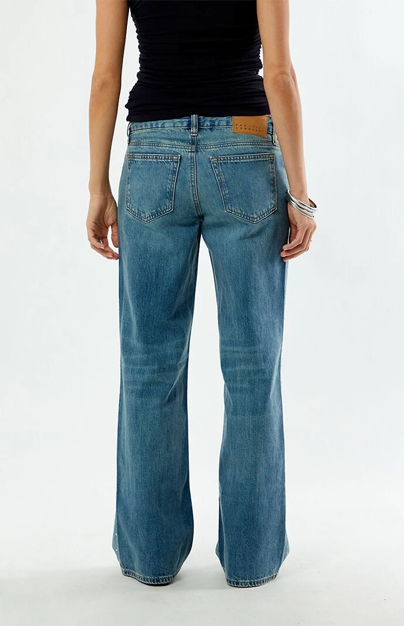 Pacsun Zoe Low Rise Girlfriend Jeans Rhinestone Stud Light Blue