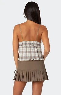 Edikted Plaid Lace Trim Tank Top