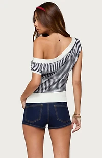 Edikted Lottey Striped Off Shoulder Knit Top