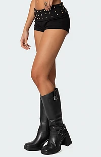 Edikted Studded Foldover Micro Shorts