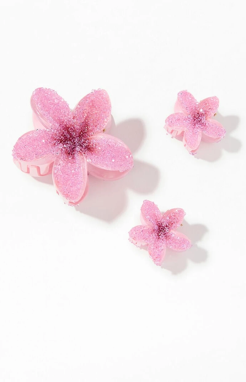 LA Hearts 3 Pack Mauve Plumeria Hair Claw Clips