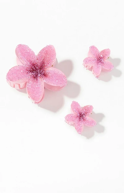 LA Hearts 3 Pack Mauve Plumeria Hair Claw Clips