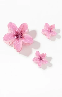 LA Hearts 3 Pack Mauve Plumeria Hair Claw Clips