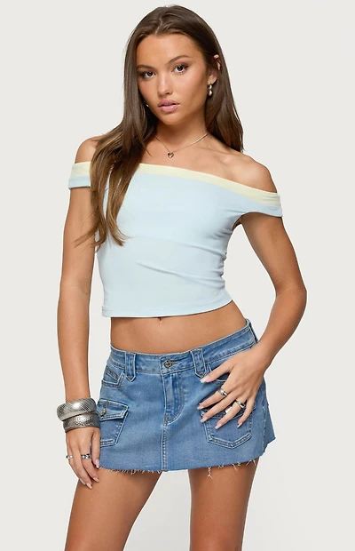 Edikted Strada Contrast Off Shoulder Top