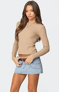 Edikted Nicky Ribbed Long Sleeve T-Shirt